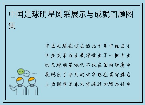 中国足球明星风采展示与成就回顾图集